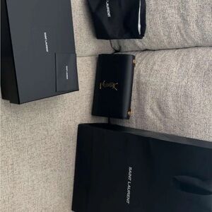 Saint Laurent Black Wallet with Gold Logo
